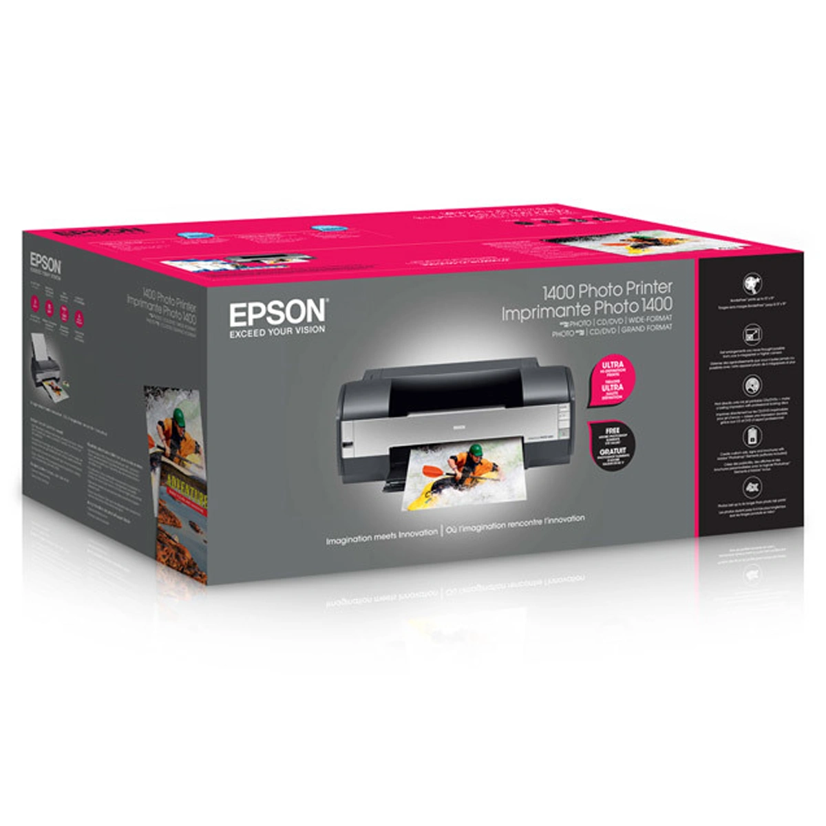 Epson Stylus Photo 1400 Printer Printing Kayaking Photo Over Retail Box