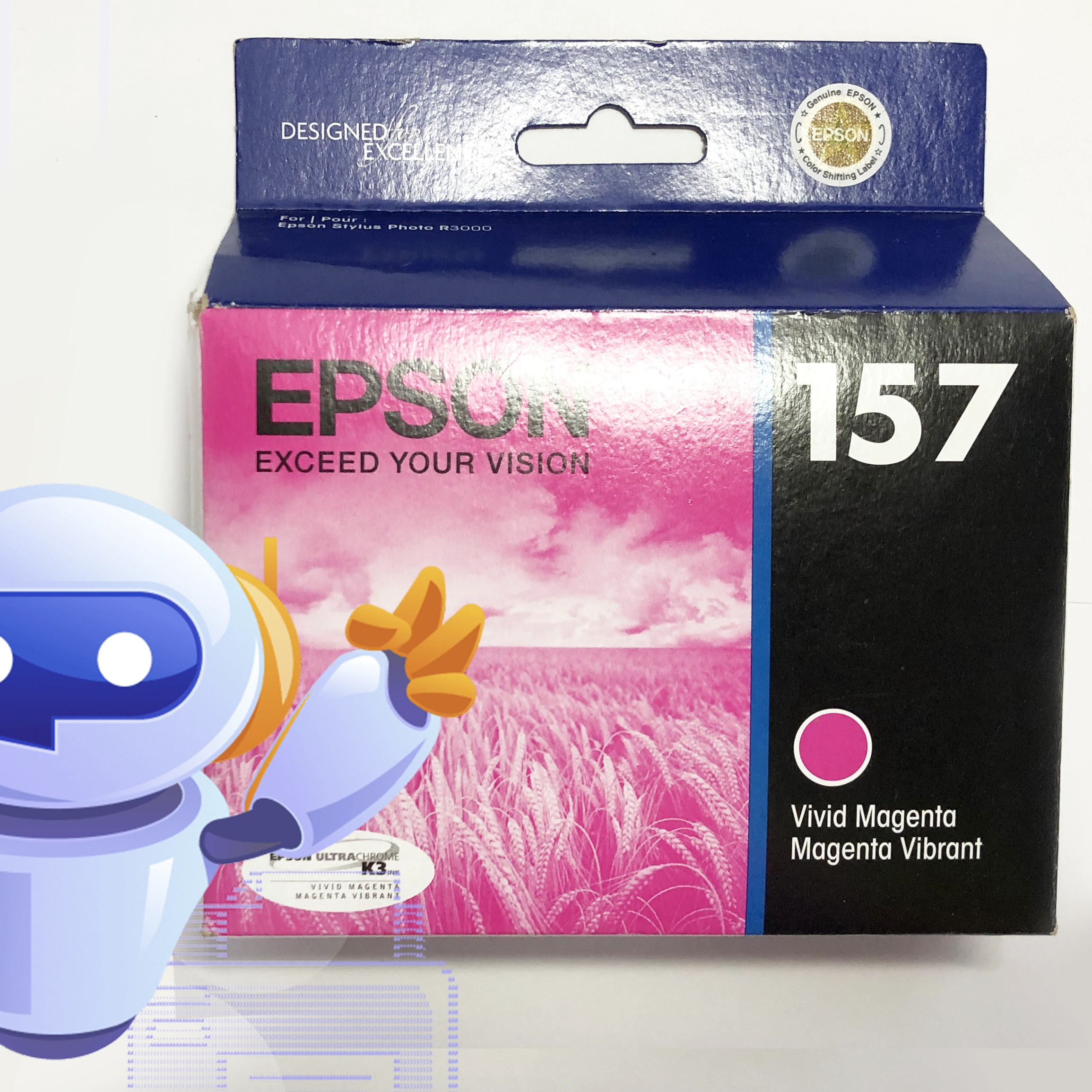 epson stylus photo t157 vivid magenta ink cartridge new in box upandprinting front